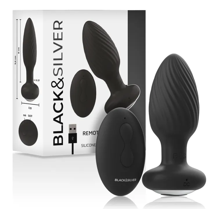 NEGRO&PLATEADO - WELLS PLUG ROTADOR ANAL SILICONA CONTROL REMOTO