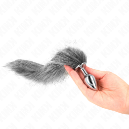 KINK - PLUG ANAL TALLA S 7 X 3 CM CON COLA SINTÉTICA 40 CM PLATEADO | VibraZon