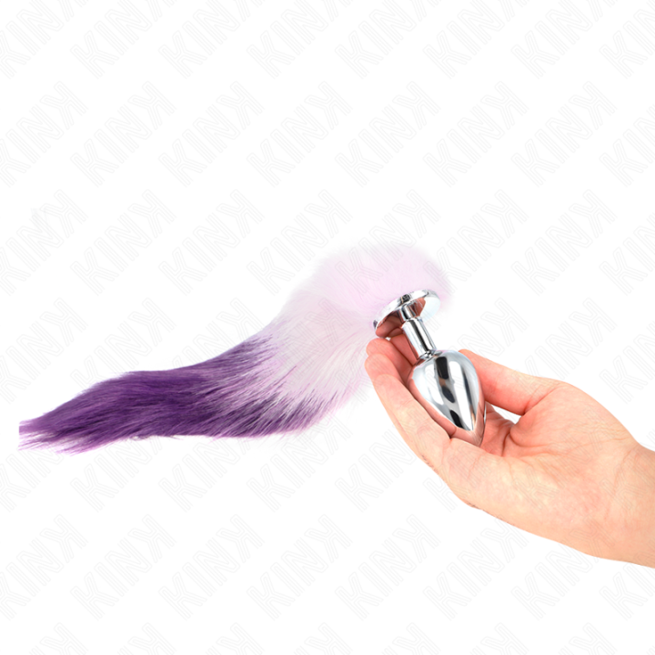 KINK - PLUG ANAL TALLA L 10 X 4 CM CON COLA SINTÉTICA 40 CM VIOLETA | VibraZon