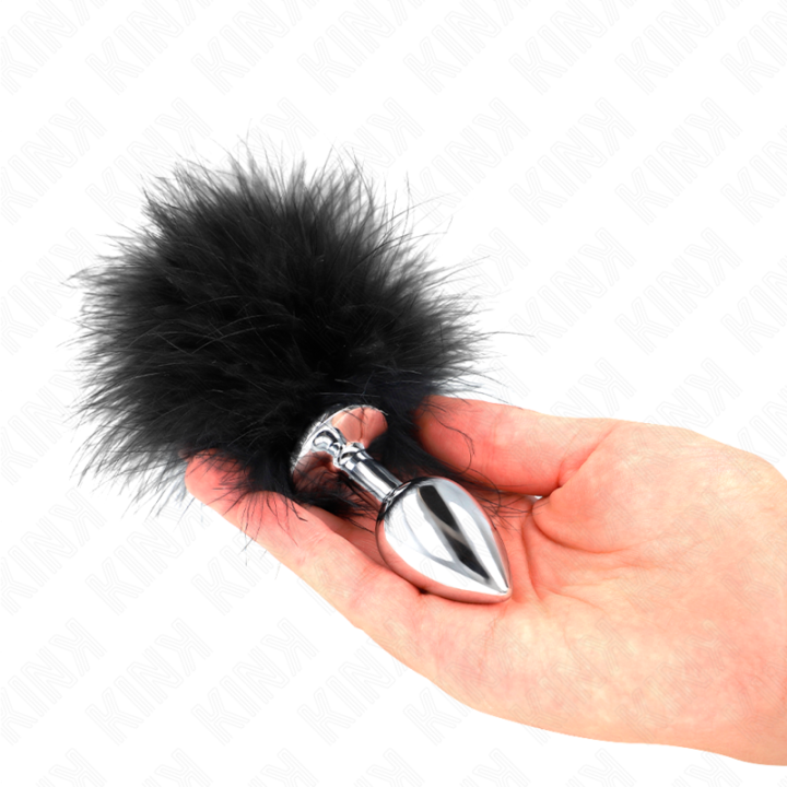 KINK - PLUG ANAL 11 x 7 CM ACERO INOXIDABLE CON PLUMA 11 CM | VibraZon