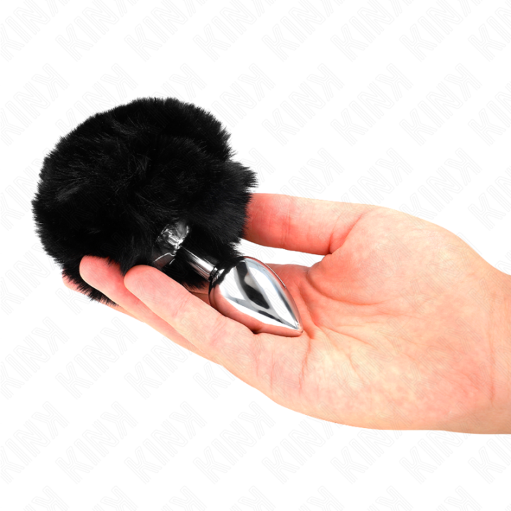 KINK - PLUG 7 x 3 CM DE ACERO INOXIDABLE CON COLA DE CONEJO PIEL SINTÉTICA 8 CM NEGRO | VibraZon