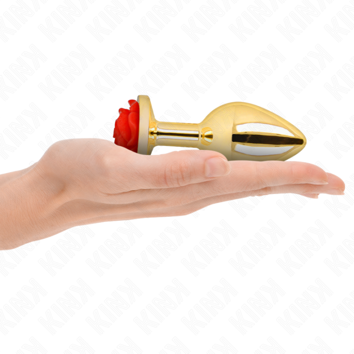 KINK - PLUG ANAL DORADO ROSA ROJA TALLA L | VibraZon