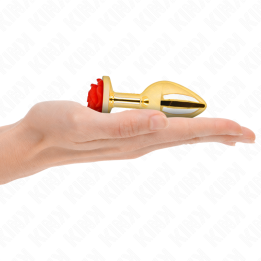 KINK - PLUG ANAL DORADO ROSA ROJA TALLA M | VibraZon