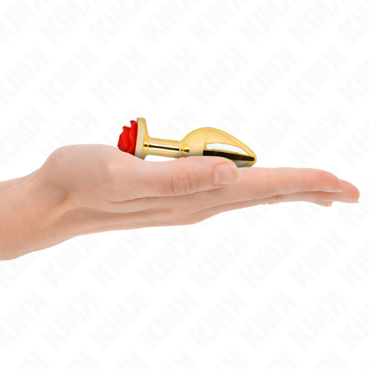 KINK - PLUG ANAL DORADO ROSA ROJA TALLA S | VibraZon