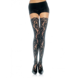 LEG AVENUE - MEDIAS DE ENCAJE FLORAL | VibraZon