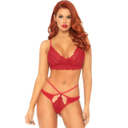 LEG AVENUE - SET 2 PIEZAS CON TANGA DOBLE TIRANTA M/L ROJO | VibraZon