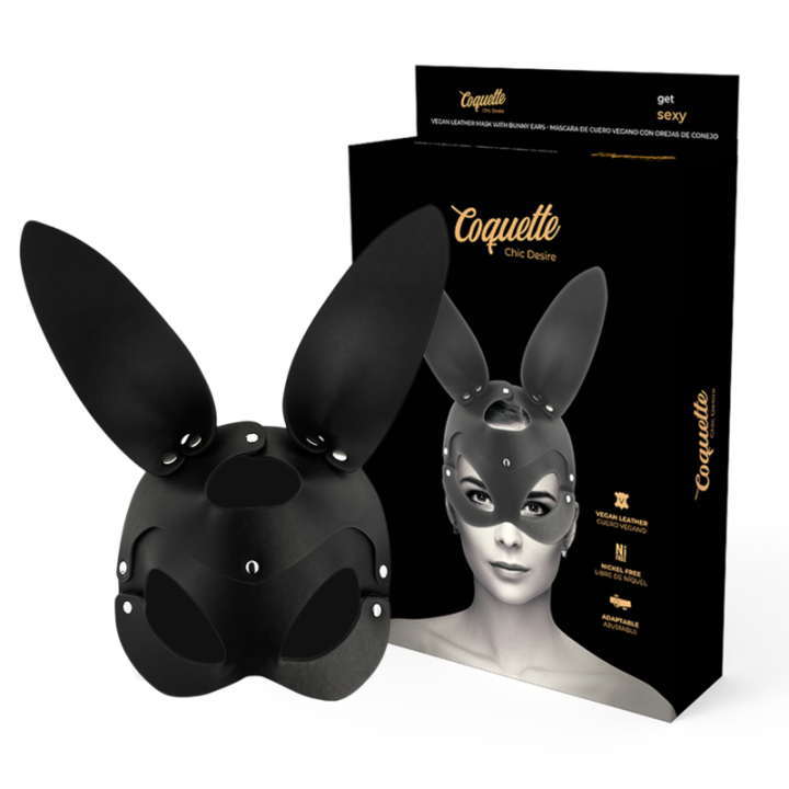COQUETTE CHIC DESIRE - MÁSCARA CUERO VEGANO CON OREJAS DE CONEJO | VibraZon