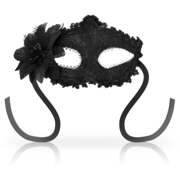 OHMAMA - MASKS ANTIZAZ ESTILO VENECIANO FLOR LATERAL - NEGRA | VibraZon