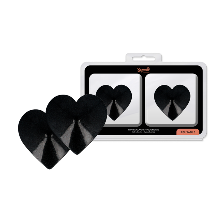 COQUETTE CHIC DESIRE - CUBRE PEZONES METAL CORAZONES NEGROS | VibraZon