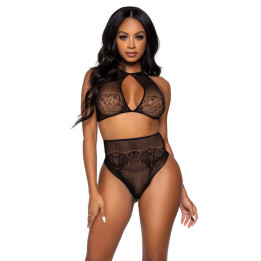 LEG AVENUE - SET DOS PIEZAS TOP CORTO CUELLO HALTER Y TANGA TALLA ÚNICA | VibraZon
