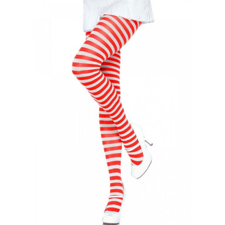 LEG AVENUE - MEDIAS DE RAYAS BLANCO/ROJO | VibraZon