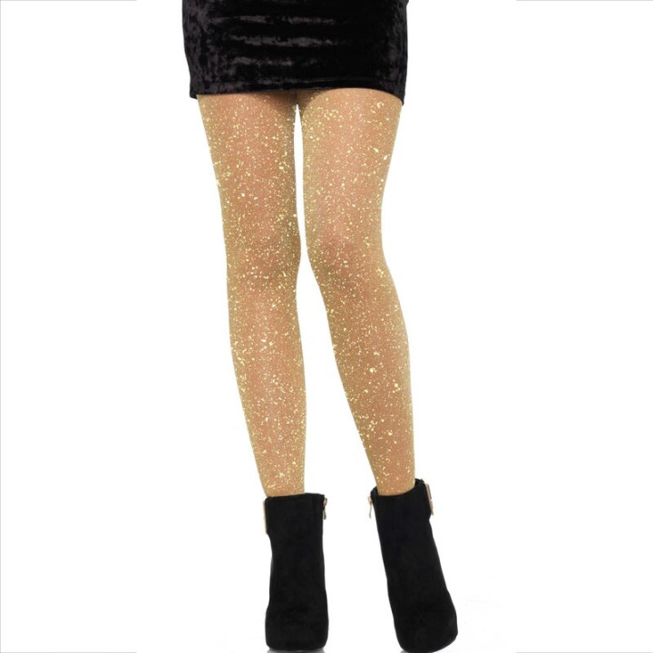 LEG AVENUE - MEDIAS TRANSPARENTES DORADAS | VibraZon