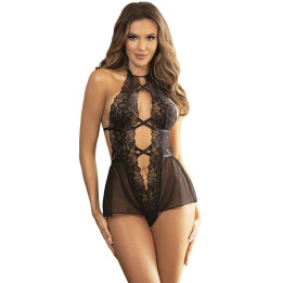 SUBBLIME - TEDDY CUELLO HALTER ESPALDA DESCUBIERTA ENCAJE NEGRO S/M | VibraZon