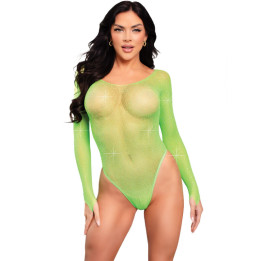 LEG AVENUE - BODY MANGA LARGA CRISTALIZADA VERDE | VibraZon
