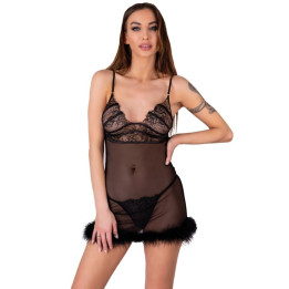 LIVCO CORSETTI FASHION - ZERUNAM SET BABYDOLL + TANGA NEGRO S/M | VibraZon