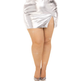 LEG AVENUE - MEDIAS REJILLA CRISTALIZADA CARAMELO PLUS SIZE | VibraZon
