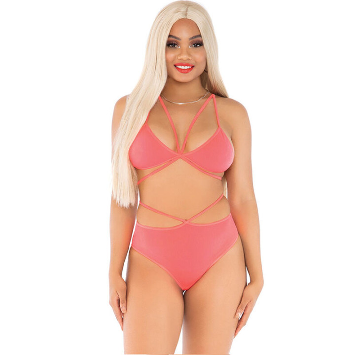 LEG AVENUE - TOP & BRAGAS CON TIRANTES CORAL | VibraZon