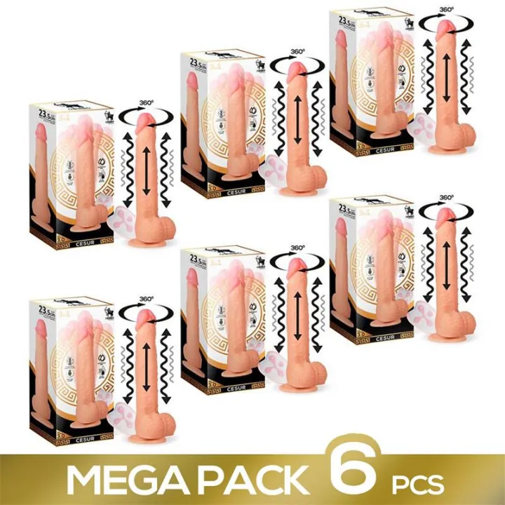 Pack de 6 Cesur 3.0 Dildo Realista con Vibración, Movimiento Ondulante 360º y Teléscopico de Centauro