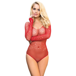 SUBBLIME - 952303 BODY DE REJILLA BRILLANTE CON HOMBROS DESCUBIERTOS MANGA LARGA ROJO TALLA ÚNICA | VibraZon