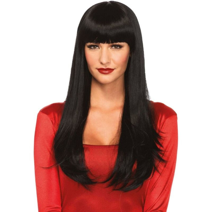 LEG AVENUE - PELUCA PELO LARGO CON FLEQUILLO NEGRO | VibraZon