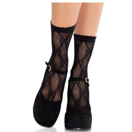 LEG AVENUE - CALCETINES DE ENCAJE DE LAZOS NEGRO | VibraZon