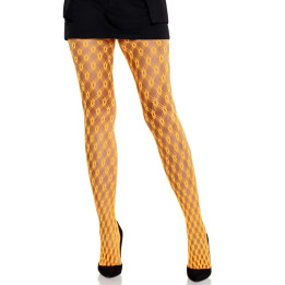 LEG AVENUE - MALLAS DE ENCAJE CON OJALES NARANJA NEÓN | VibraZon