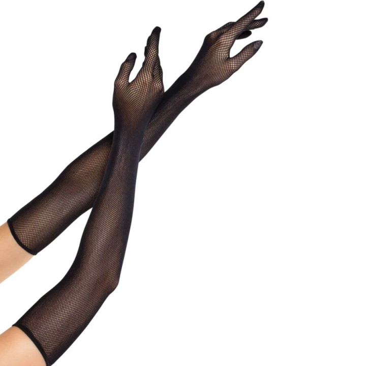 LEG AVENUE - GUANTES DE REJILLA LARGOS DE ÓPERA NEGRO | VibraZon