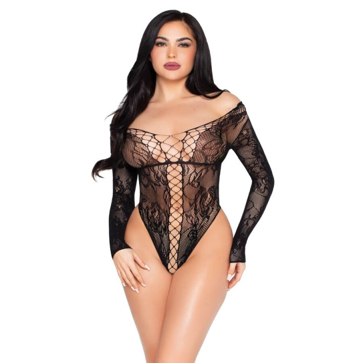 LEG AVENUE - 89370 TEDDY DE ROJO Y ENCAJE NEGRO - TALLA ÚNICA | VibraZon