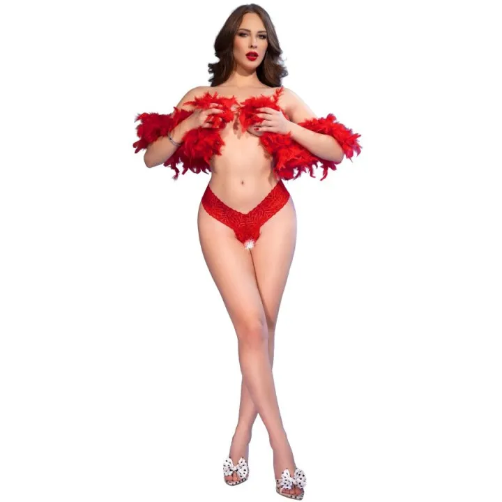 CHILIROSE - CR 4885 TANGA CON ENTREPIERNA ABIERTA ROJO XL