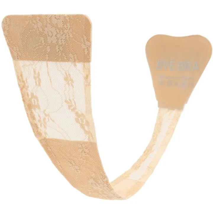 BYE-SUJETADOR - TANGA ADHESIVO ENCAJE BEIGE TALLA ÚNICA