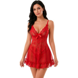 LIVCO CORSETTI FASHION - NUIT SET CAMISETA + PANTY ROJO 2028 L/XL | VibraZon