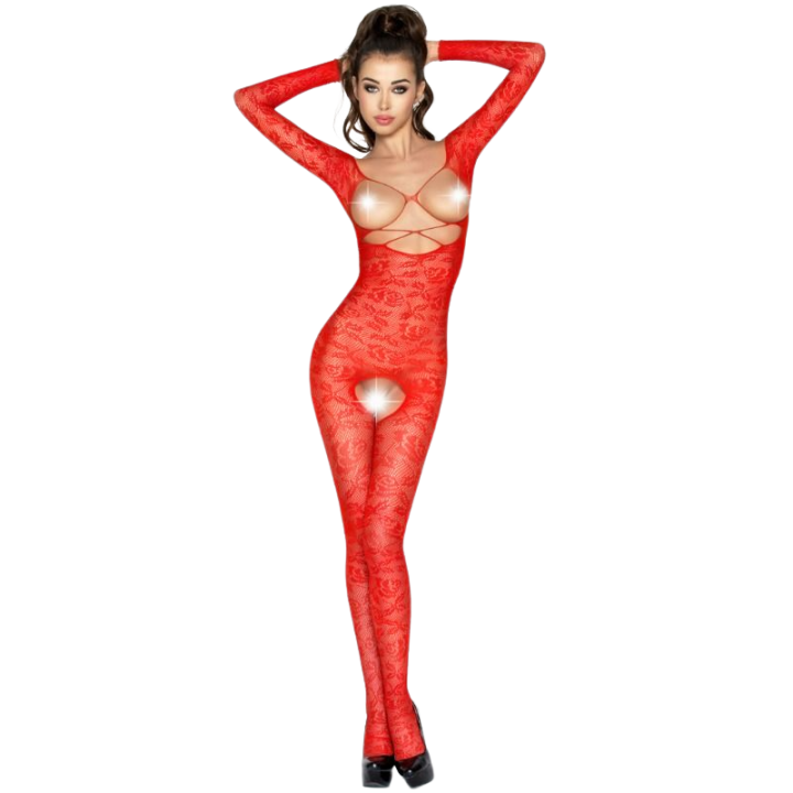 PASSION - WOMAN BS031 BODYSTOCKING ROJO TALLA ÚNICA | VibraZon