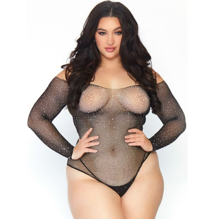 LEG AVENUE - CRYSTALIZED FISHNET BODYSTOCKING 1X-2X | VibraZon