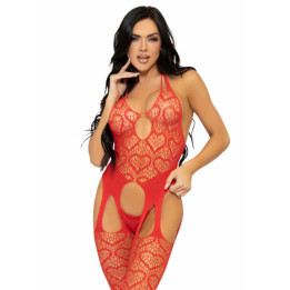 LEG AVENUE - BODYSTOCKING DE ROJO CON TIRANTES TALLA ÚNICA - ROJO | VibraZon