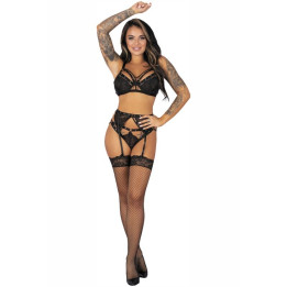 LIVCO CORSETTI FASHION - POJZON LC 90670 SUJETADOR + MEDIAS + LIGUERO + PANTY NEGRO S/M | VibraZon
