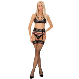 LIVCO CORSETTI FASHION - SNEHANA LC 90443 SUJETADOR + LIGUERO + PANTY NEGRO S/M | VibraZon