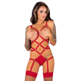 LIVCO CORSETTI FASHION - THIARA LC 20213 SET BODY + MEDIAS ROJA S/M | VibraZon