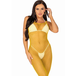 LEG AVENUE - VESTIDO DE REJILLA LARGO AMARILLO TALLA ÚNICA | VibraZon