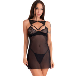 LIVCO CORSETTI FASHION - KROLINA LC 90734 CHEMISE + TANGA NEGRO S/M | VibraZon