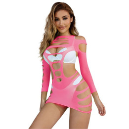 SUBBLIME - 952273 VESTIDO DE REJILLA ELÁSTICO MANGA LARGA ROSA TALLA ÚNICA | VibraZon