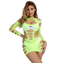 SUBBLIME - 952280 VESTIDO DE REJILLA ELÁSTICO MANGA LARGA VERDE TALLA ÚNICA | VibraZon