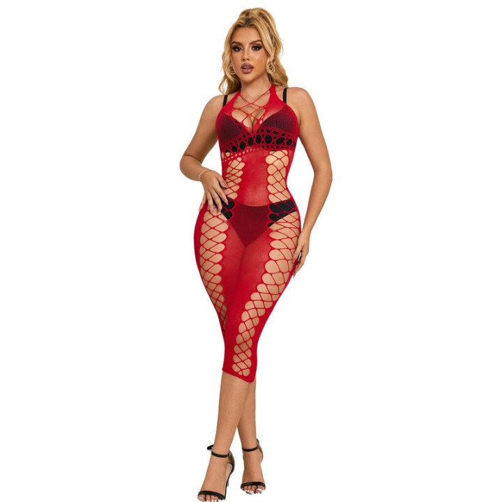 SUBBLIME - 952327 VESTIDO DE REJILLA LARGO ROJO TALLA ÚNICA | VibraZon
