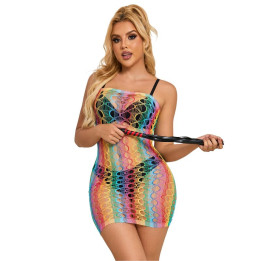 SUBBLIME - 952365 VESTIDO DE REJILLA HOMBROS DESCUBIERTOS ARCOIRIS TALLA ÚNICA | VibraZon