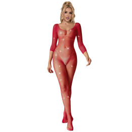 SUBBLIME - 952419 BODYSTOCKING DE REJILLA CON DIAMANTES MANGA LARGA ROJO XS/M | VibraZon