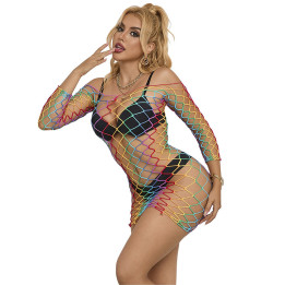 SUBBLIME - 952426 VESTIDO DE REJILLA MANGA LARGA ARCOIRIS TALLA ÚNICA | VibraZon