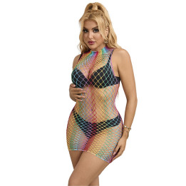 SUBBLIME - 952433 VESTIDO DE REJILLA SIN MANGAS CON CUELLO ALTO ARCOIRIS TALLA ÚNICA | VibraZon