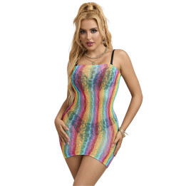 SUBBLIME - 952457 VESTIDO DE REJILLA SIN MANGAS CON HOMBROS DESCUBIERTOS ARCOIRIS TALLA ÚNICA | VibraZon
