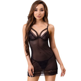 LIVCO CORSETTI FASHION - TIANA LC 20208 CAMISA + TANGA NEGRO S/M | VibraZon