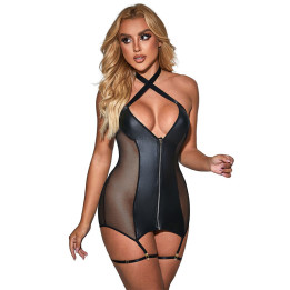 SUBBLIME - 954444 VESTIDO SEXY DE REJILLA CUERO NEGRO S/M | VibraZon