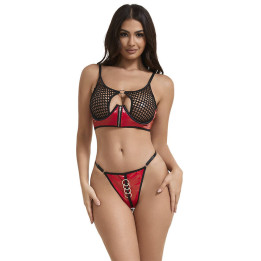 SUBBLIME - 955533 CONJUNTO SUJETADOR CON CREMALLERA DE MALLA DE CHAROL ROJO S/M | VibraZon